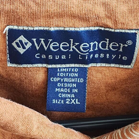 Weekender Silk Blend Hawaiian Shirt Men’s 2XL Brown Palm Leaf Aloha Resort Cruis - Picture 3 of 11